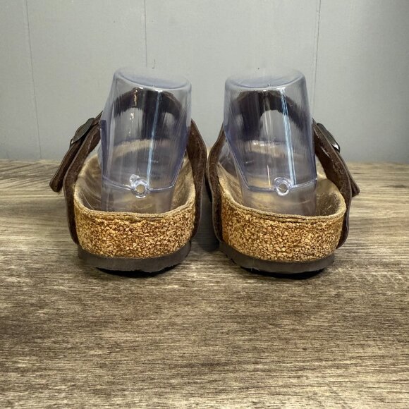 Birkenstock Gizeh Thong Strap Sandals Brown/Gold Leather Size 39 W8 - Picture 5 of 10